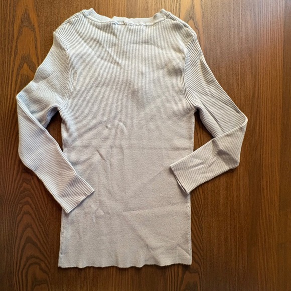 Carmen Marc Valvo Womens Light Blue Ribbed Cutout Neck Knit Top CV100525 NWT M - Picture 9 of 11